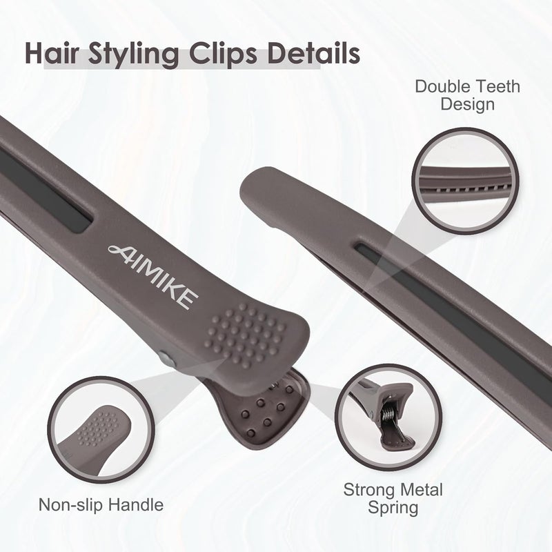 AIMIKE Hair Sectioning Clips with Silicone Band - No Crease Duck Billed Styling Clips for Salon, Cutting, and Rollers (6pcs) - Image 4